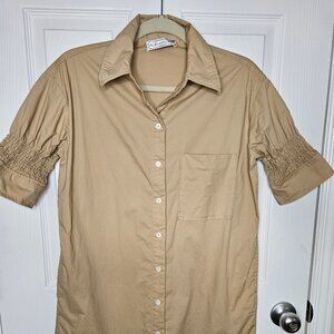 Calypso Shirt Dress in Beige small to medium
